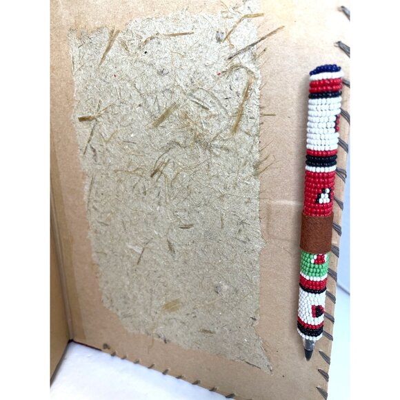 Masai Notebook Journal Kenyan Book Beaded Pen Recycled Paper Handcrafted - Picture 5 of 11